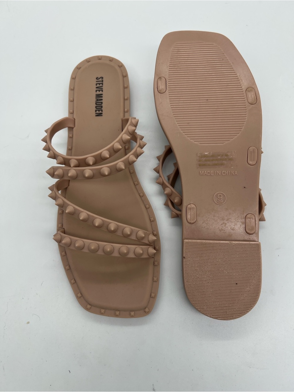 Steve Madden Skylar Nude Studded Slide Sandals - Picture 5 of 5